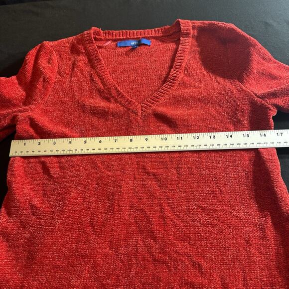 APT. 9 Sweater Women's Size Large Red V-Neck Long Sleeve Knit Lightweight - Picture 6 of 9